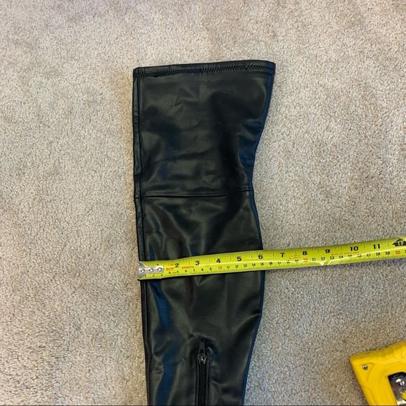 ALDO black faux leather stretchy over the knee high heel boots size 7.5 - Picture 12 of 15